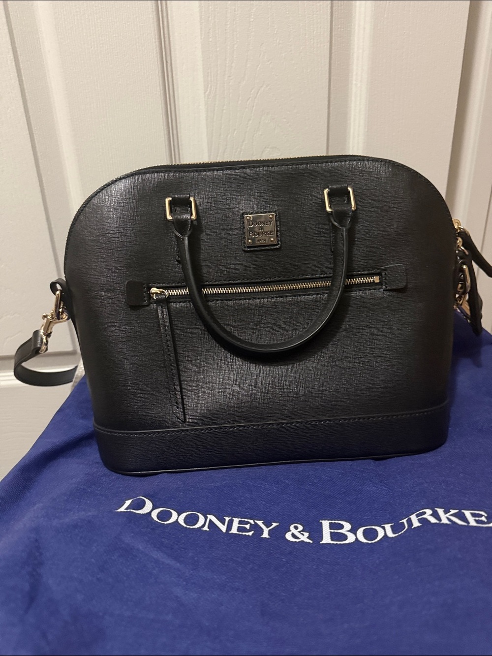 Dooney & Bourke Saffiano Domed Zip Satchel Black